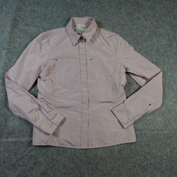 MaxMara Top Womens 6 Silk Blend Button Front Blush Pink Long Sleeve Collared - Picture 1 of 11